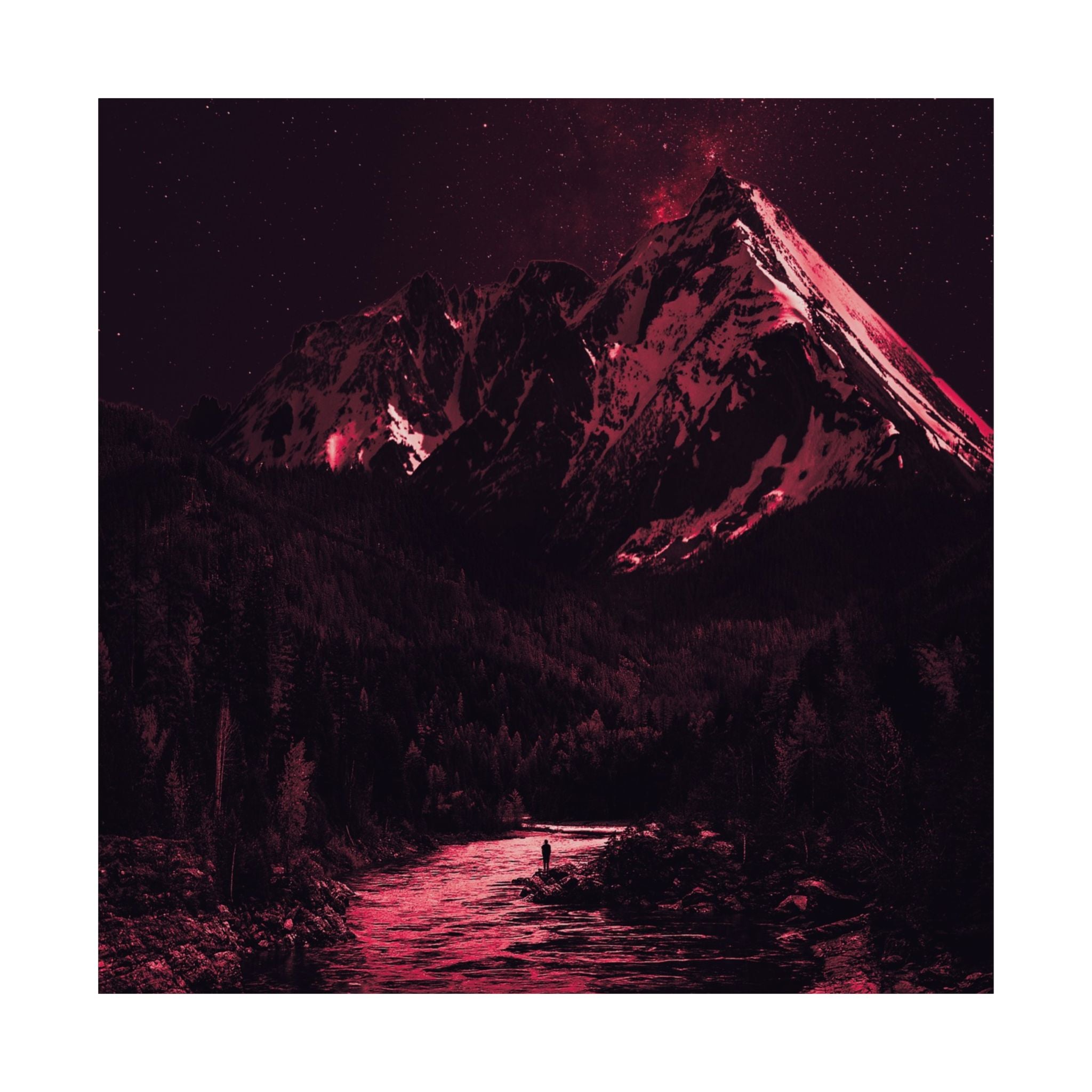 Red Mountain Lake Poster - Dramatic Landscape Art Print