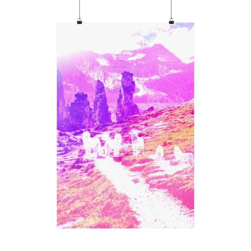 Spirit Wolf Mountain Path Poster - Group Wolves Mountain Art Print