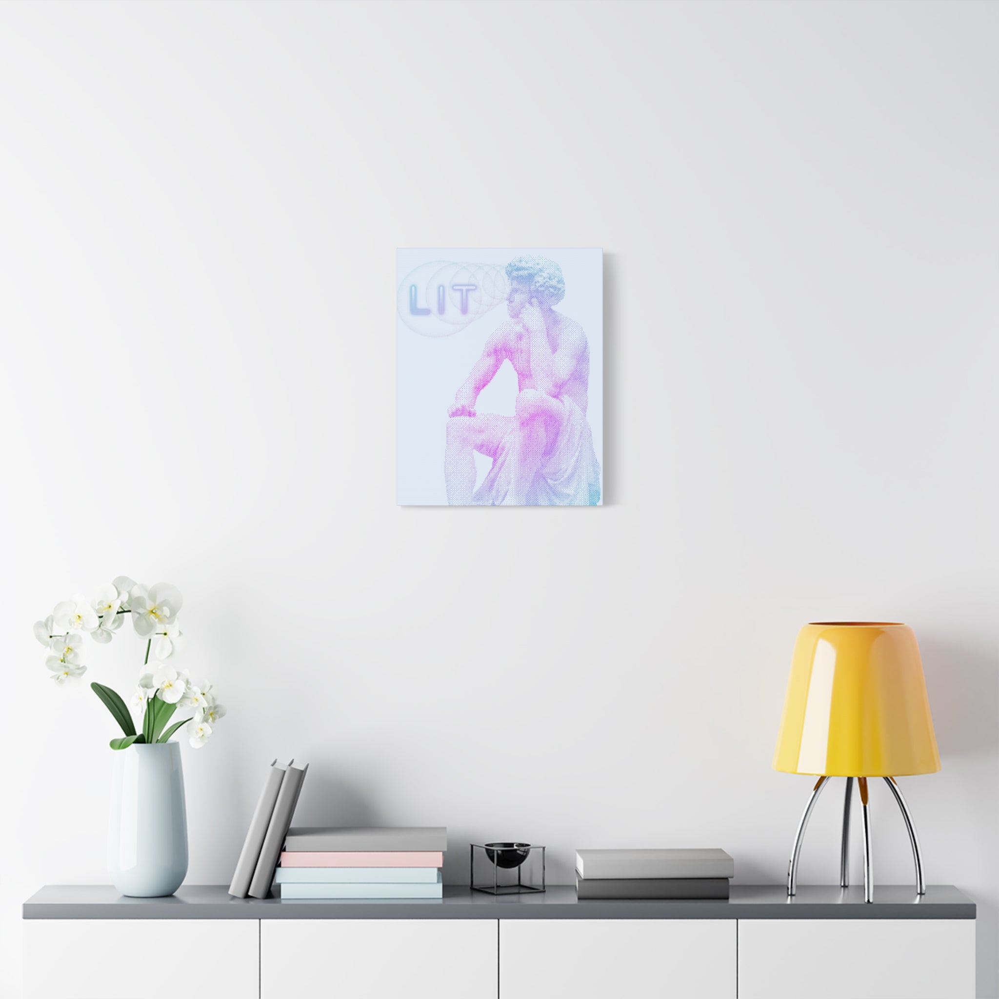 Lit Thinker Canvas Wall Art - Psychedelic Abstract Portrait Decor
