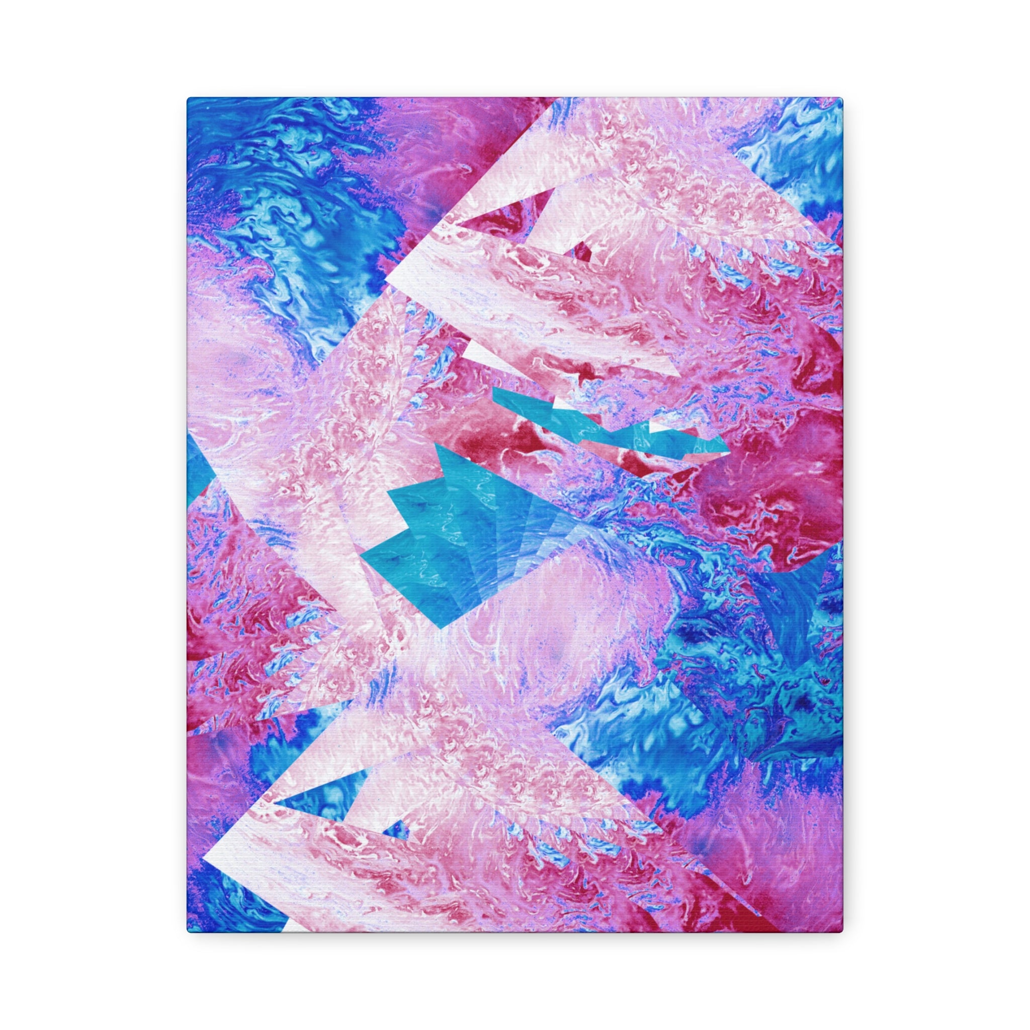 Trippy Pink and Blue Fractal Canvas Art | Surreal Abstract Sacred Geometry Wall Decor