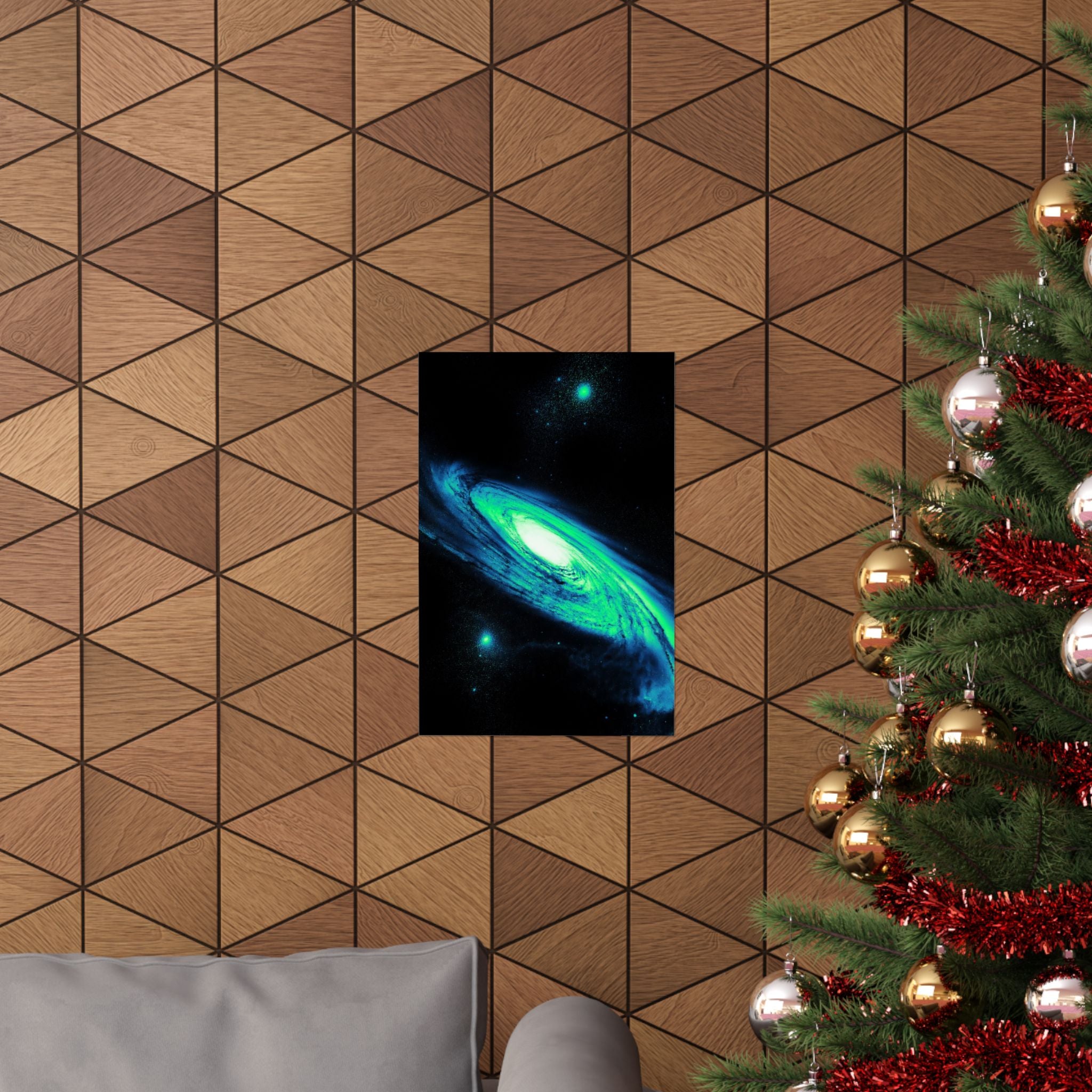 Vaporwave Green and Blue Spiral Galaxy Matte Poster Print