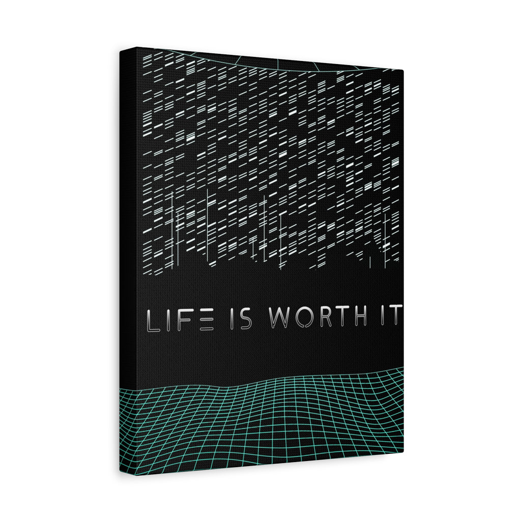 Life Is Worth It Canvas Wall Art - Abstract Symbolic Cyber Decor