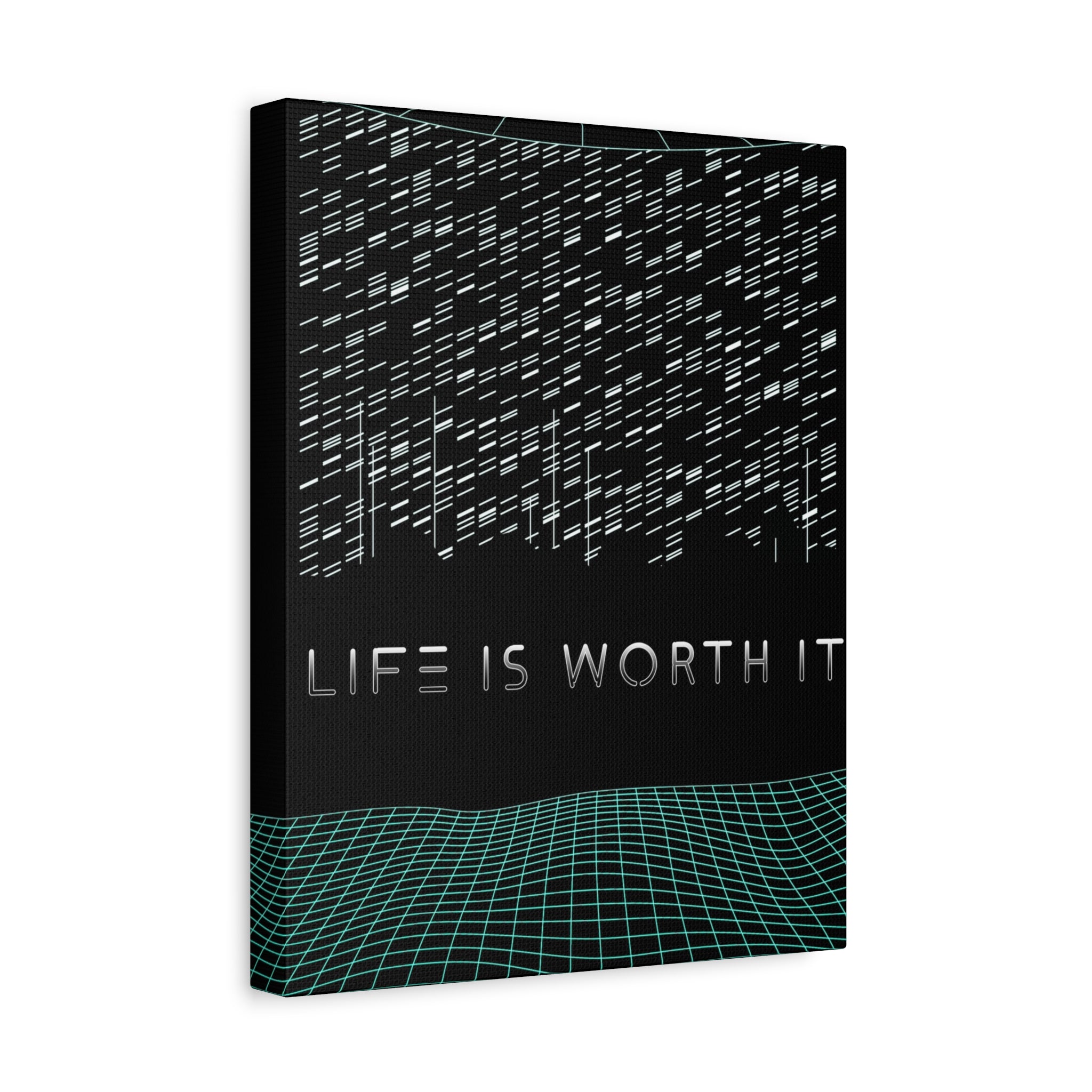 Life Is Worth It Canvas Wall Art - Abstract Symbolic Cyber Decor