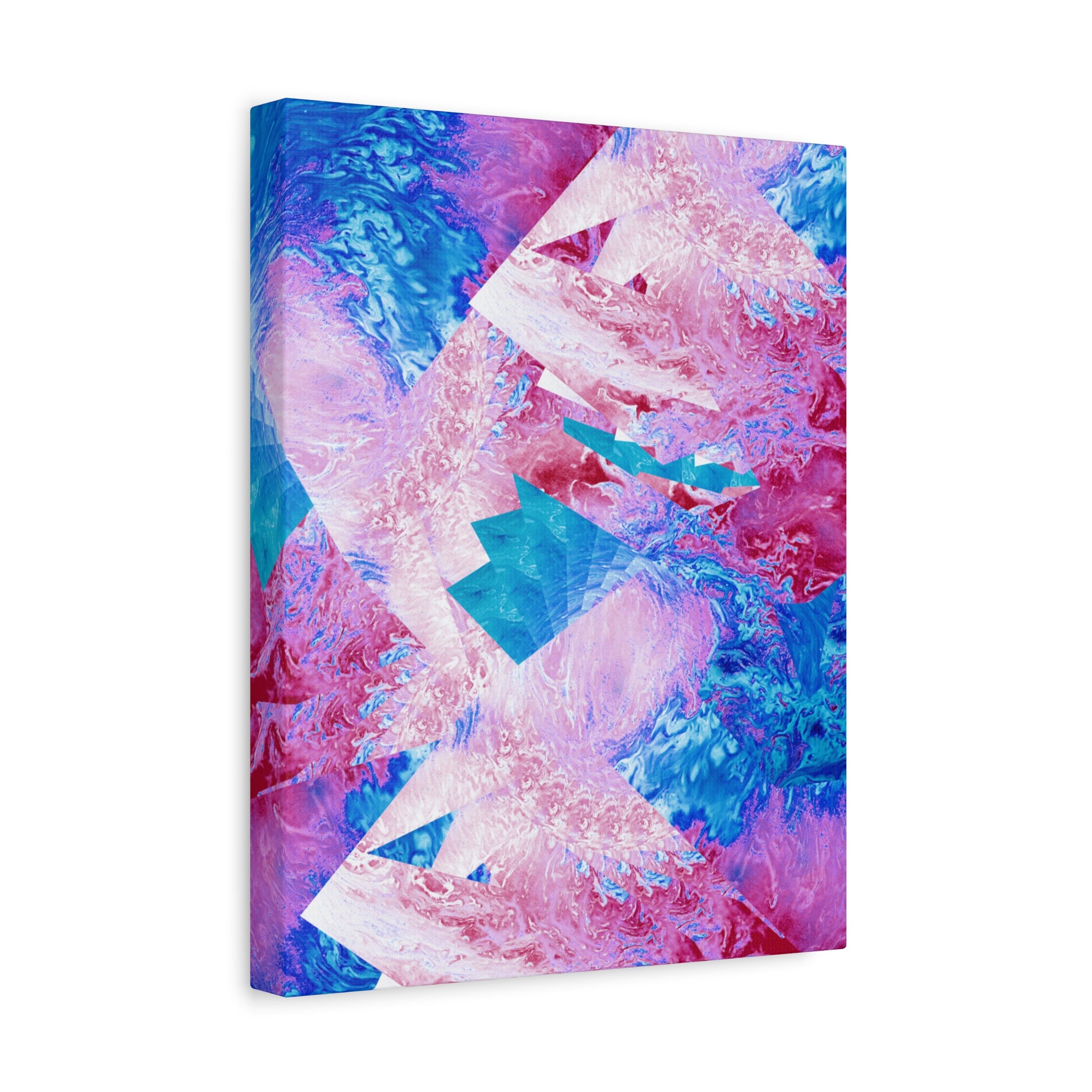 Trippy Pink and Blue Fractal Canvas Art | Surreal Abstract Sacred Geometry Wall Decor