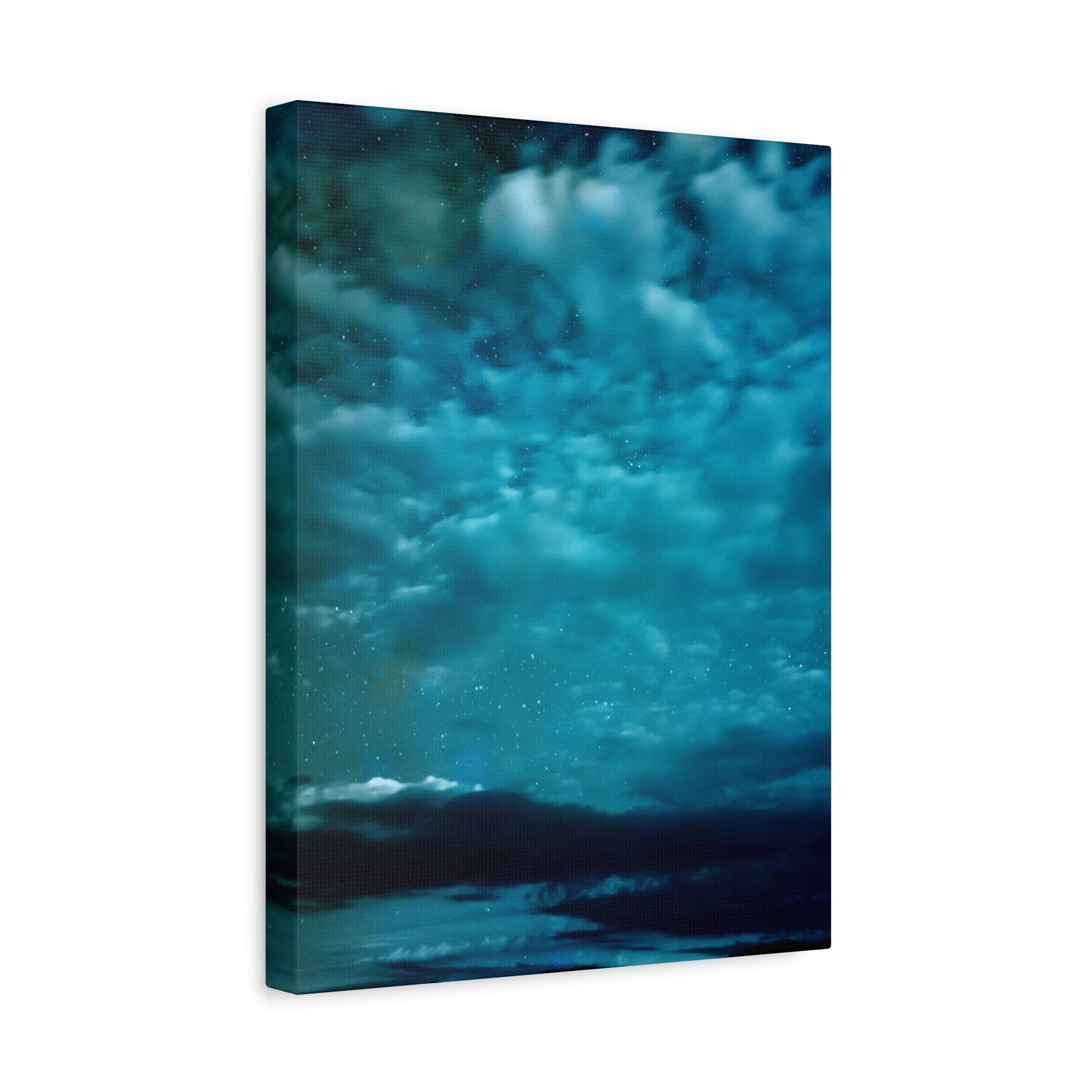 Serene Blue Sunrise Canvas Wall Art - Peaceful Misty Lake Decor