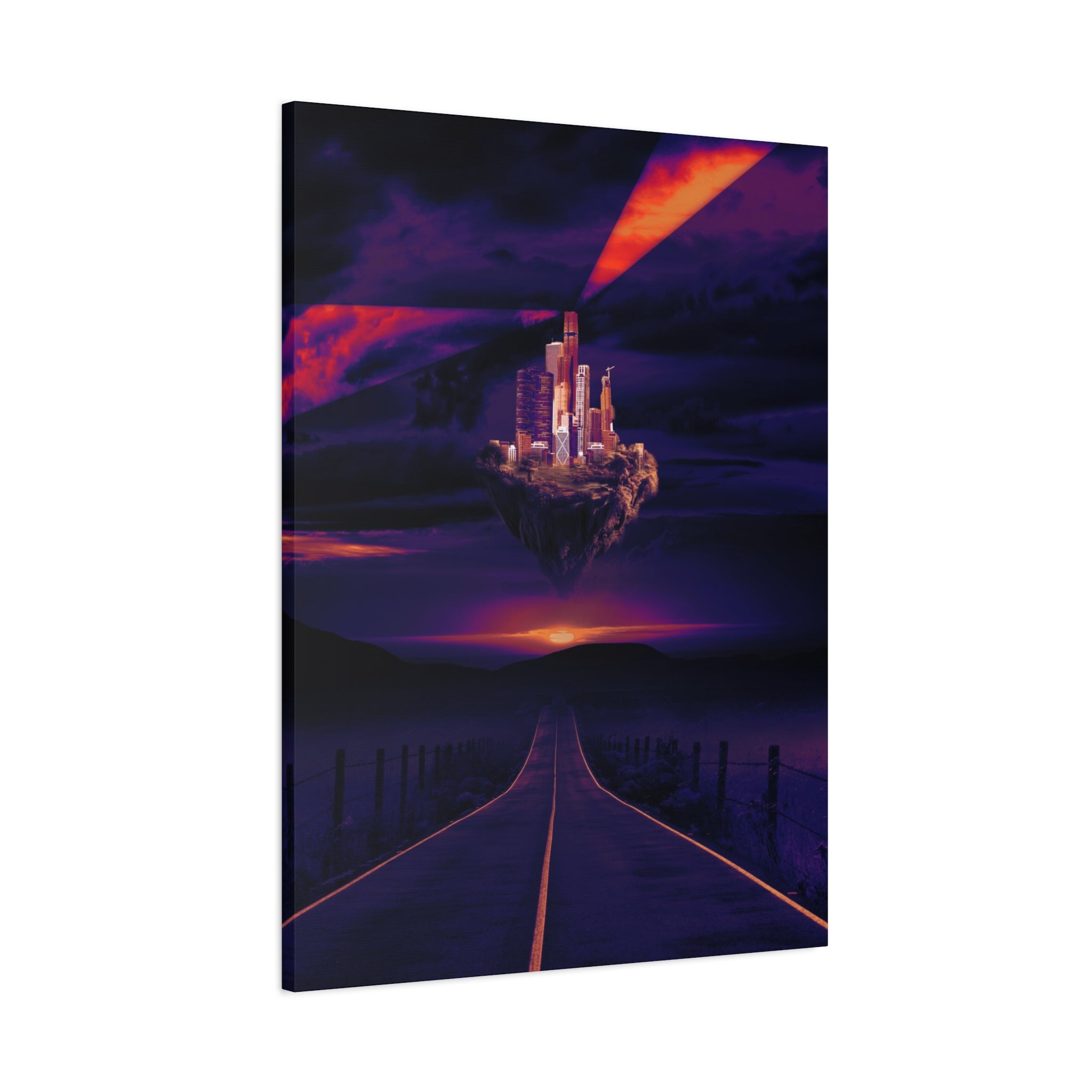 Abandoned City Canvas Wall Art - Sci-Fi Desert Ruins Decor