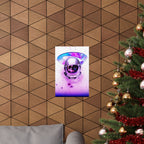 Astronaut Skeleton Skull Poster Print - Neon Space Skull Art