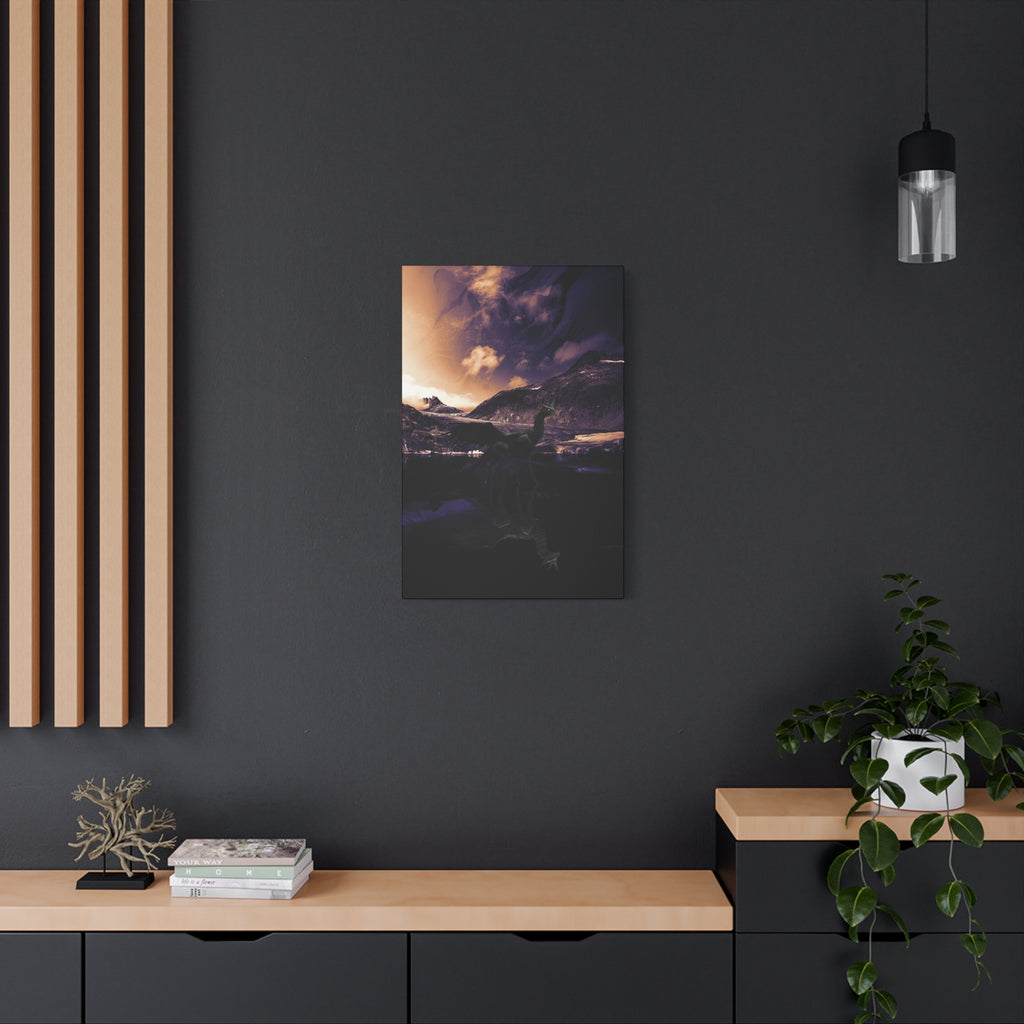 Baby Winged Dragon Canvas Wall Art - Fantasy Creature Decor