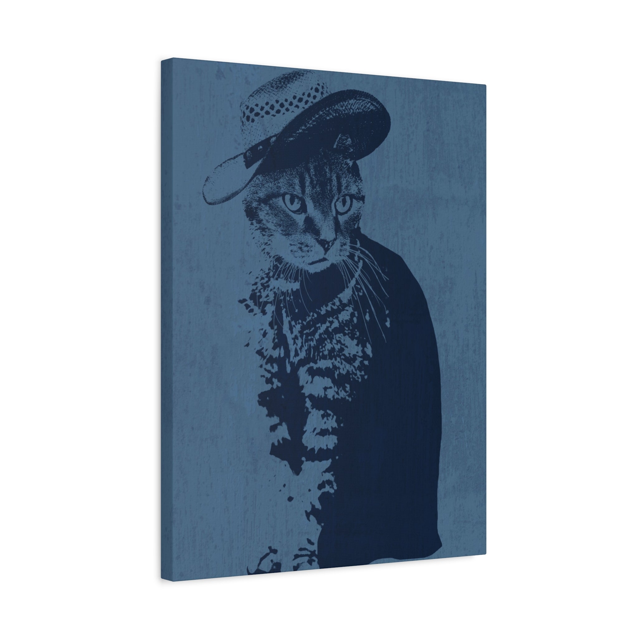 Grey Tabby Cat Canvas Wall Art - Cute Pet Portrait Decor