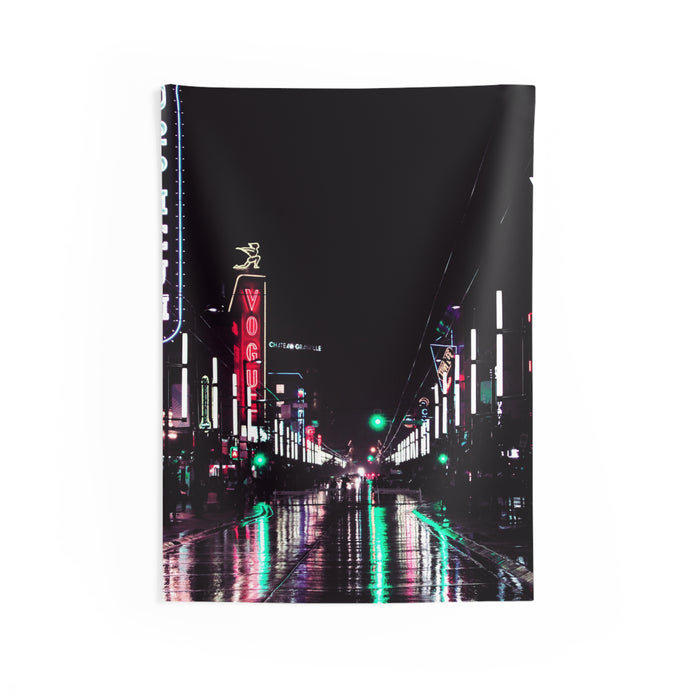 Cyberpunk Slick Street Tapestry - Neon Alley Wall Hanging