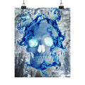 Blue Flame Skull Poster Print - Gothic Fire Skull Art