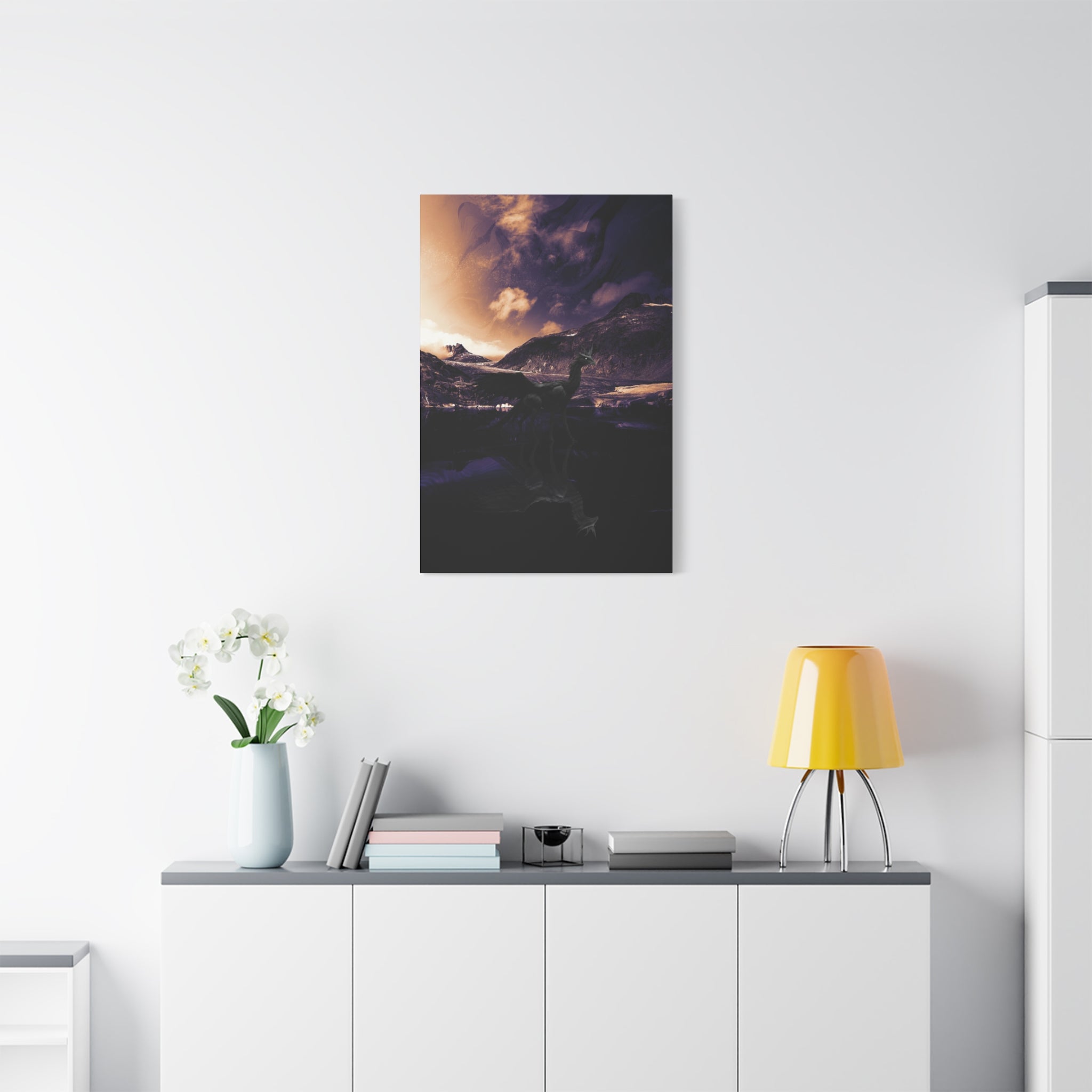 Baby Winged Dragon Canvas Wall Art - Fantasy Creature Decor