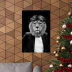 Lion in a Suit Poster - Quirky Animal Portrait Art Print