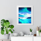 Starry Mountain Sky Framed Poster - Aurora Borealis Wall Art