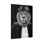 Lion in a Suit Canvas Wall Art - Modern Quirky Animal Portrait