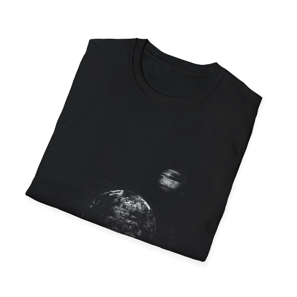 Earth Glitched Retro Stamp Tee - Black & White Glitch Art Shirt