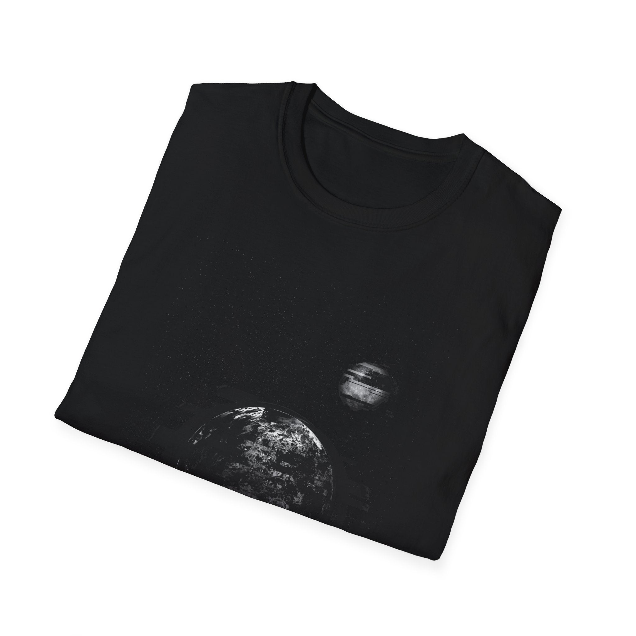 Earth Glitched Retro Stamp Tee - Black & White Glitch Art Shirt