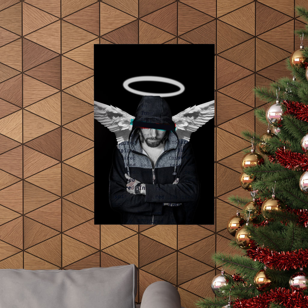 Modern Angel Poster - Black & White Geometric Wings Art Print