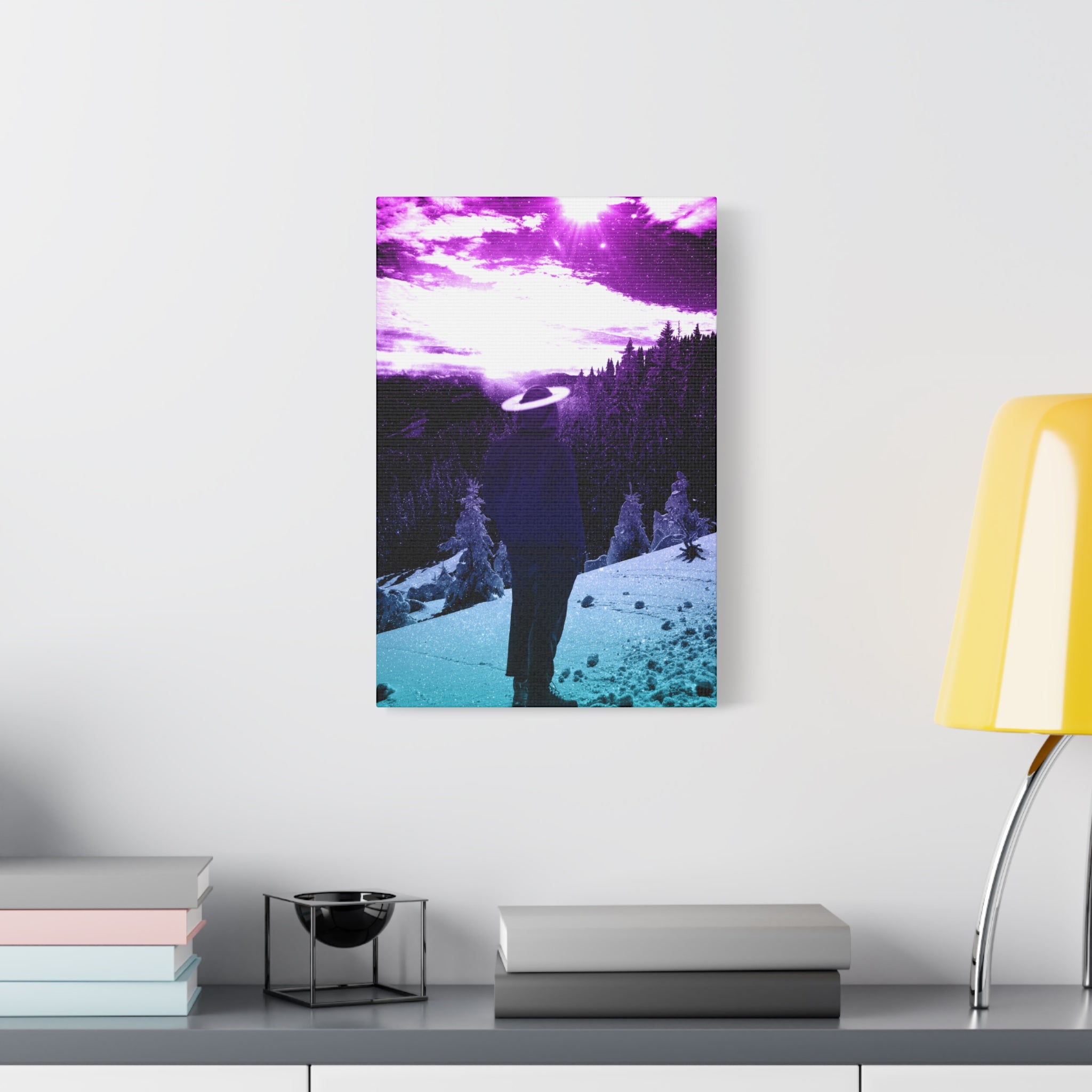 Winter Aurora Light Snowy Forest Canvas Art | Northern Lights Arctic Landscape Wall Decor