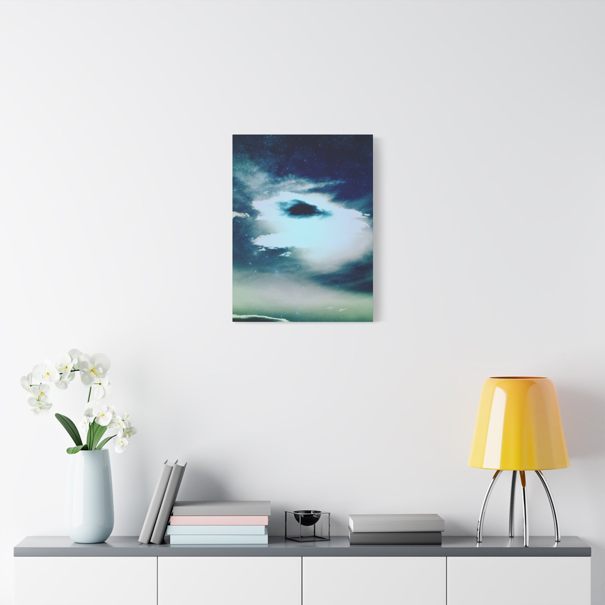 Sunset Space Mountains Canvas Art | Retro Vaporwave Galactic Landscape Wall Decor