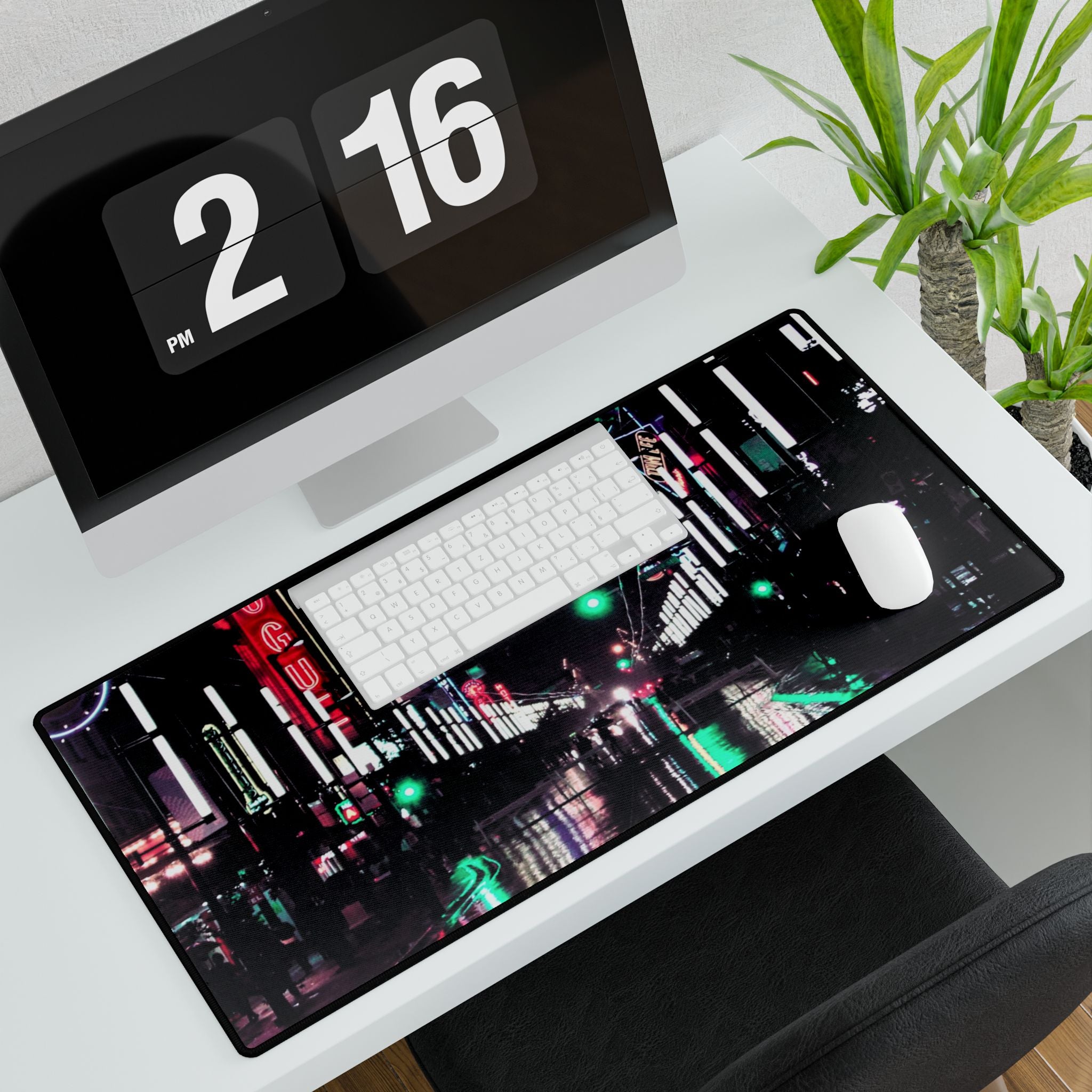 Cyberpunk Slick Street Mouse Pad - Neon Alley Desk Mat