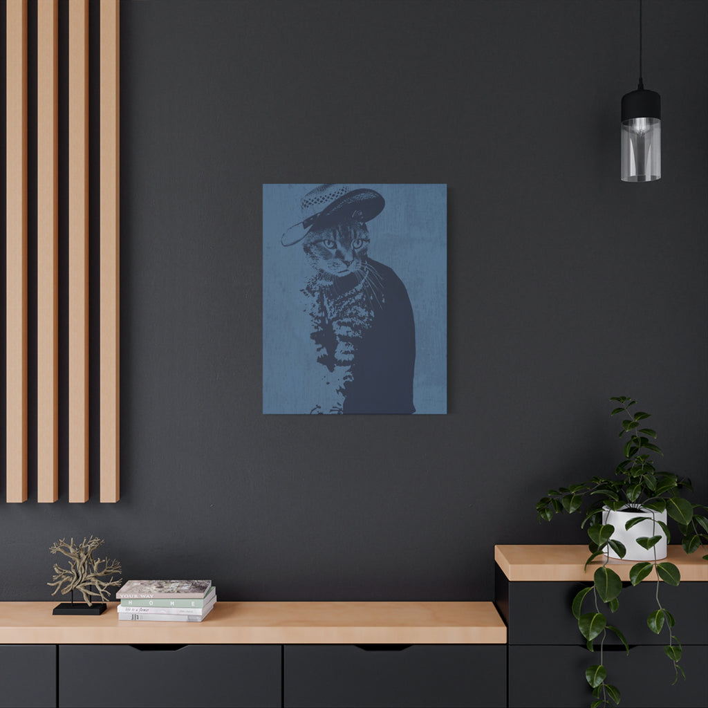 Grey Tabby Cat Canvas Wall Art - Cute Pet Portrait Decor