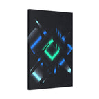 Abstract Techno Blue Canvas Wall Art - Digital Glitch Decor