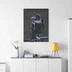 Blue Crow Canvas Wall Art - Surreal Raven Bird Decor