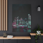 Cyberpunk Harbor Canvas Wall Art - Futuristic Sci-Fi City Decor