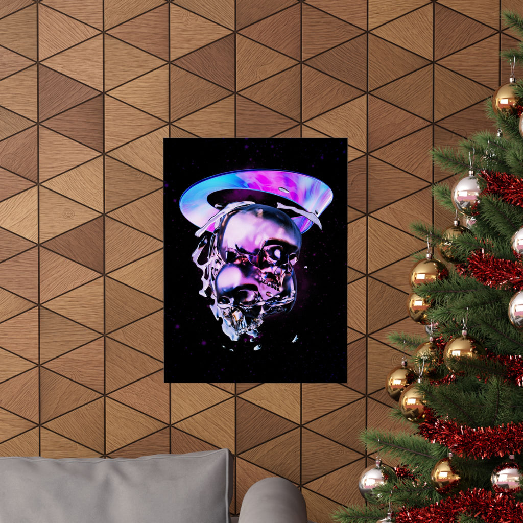 Melted Skeleton Skulls Poster Print - Gothic Cosmic Skull Art