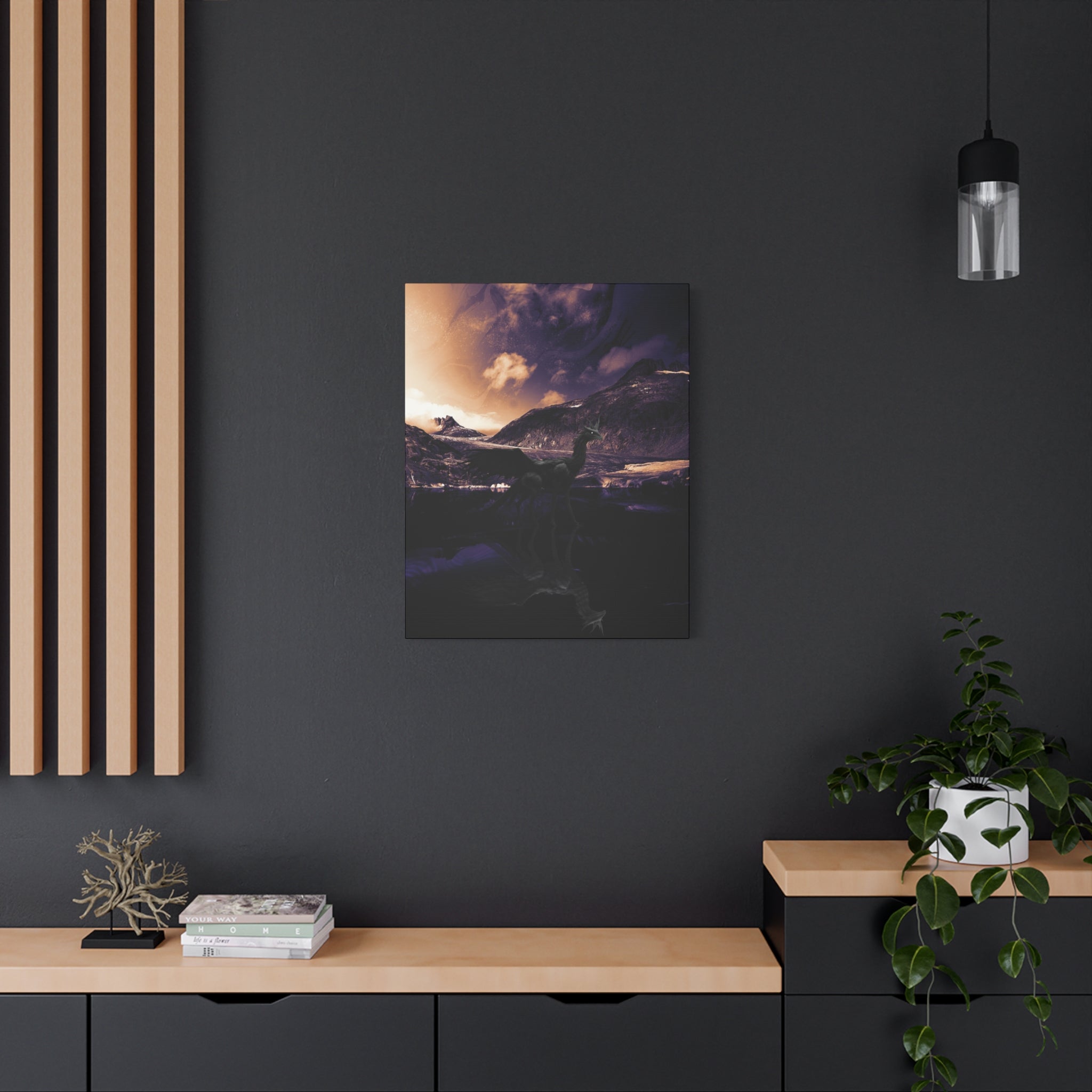 Baby Winged Dragon Canvas Wall Art - Fantasy Creature Decor