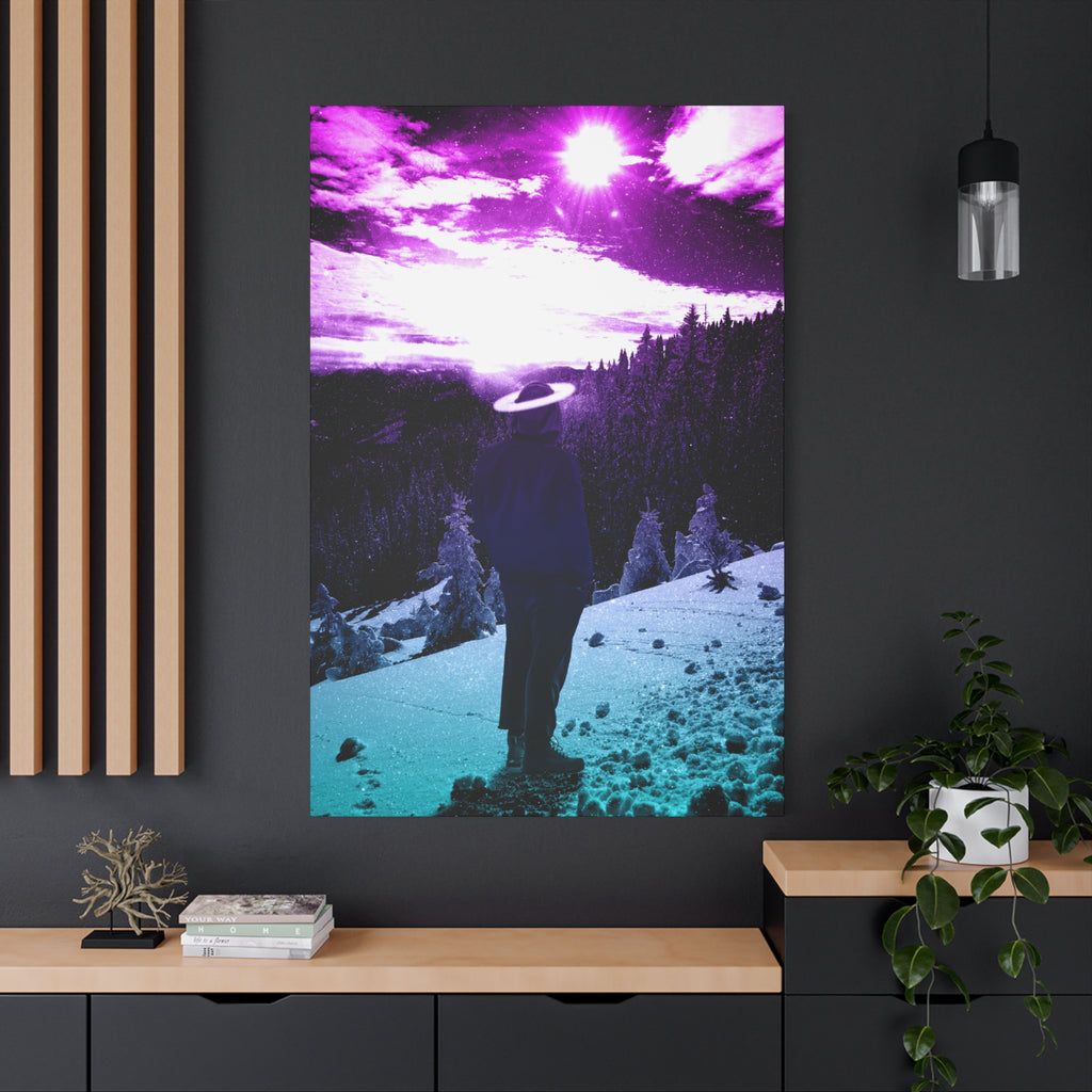 Winter Aurora Light Snowy Forest Canvas Art | Northern Lights Arctic Landscape Wall Decor