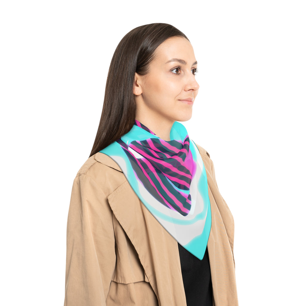 Glow Up Crt Art Scarf - Neon Blue Pink Abstract Shawl