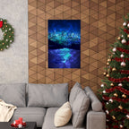 Cosmic Frosted City Skyline Poster Print - Galactic Cityscape