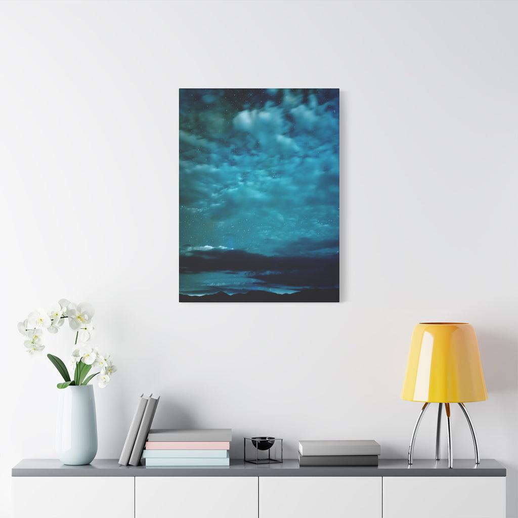 Serene Blue Sunrise Canvas Wall Art - Peaceful Misty Lake Decor