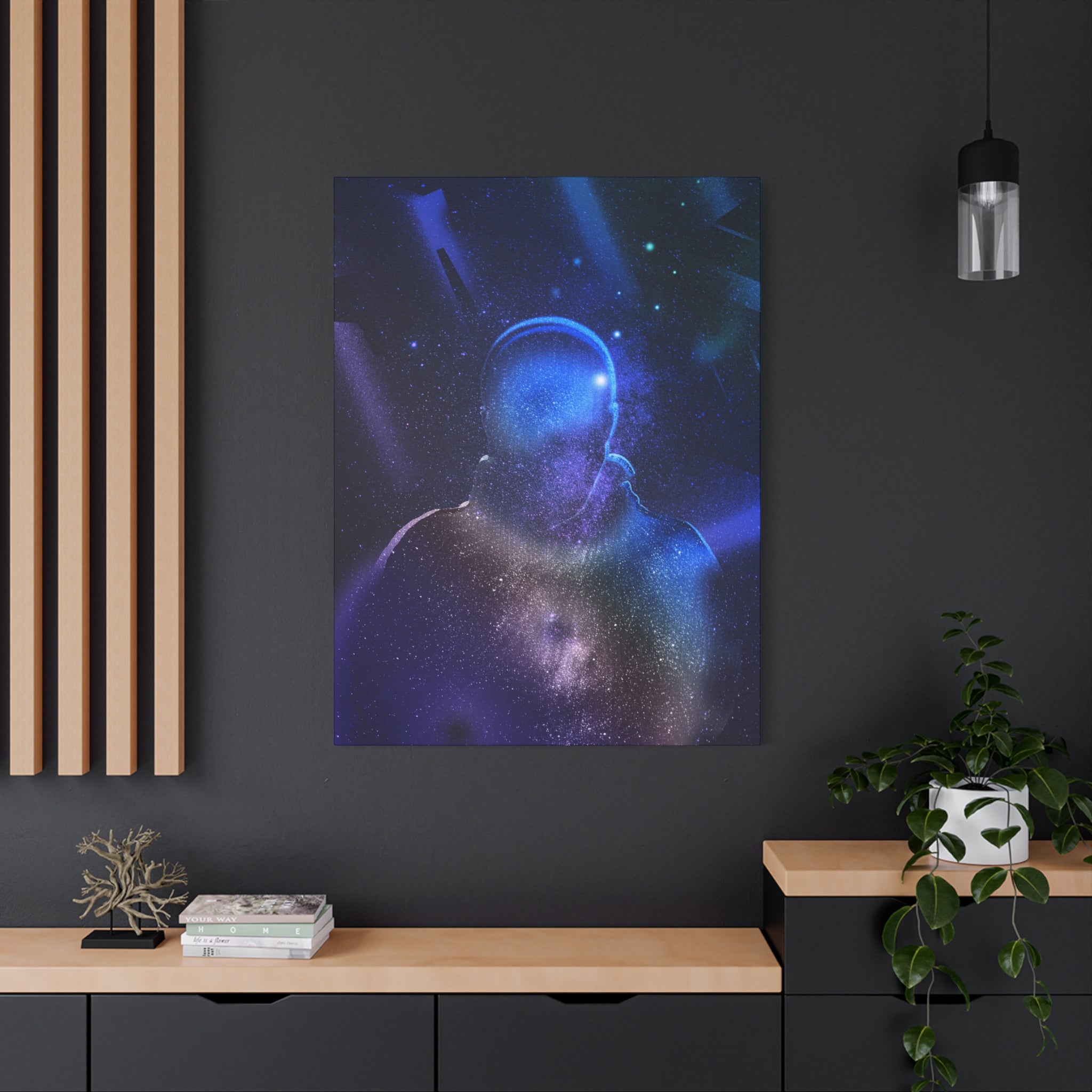 Figure in Space Canvas Wall Art - Cosmic Silhouette Decor