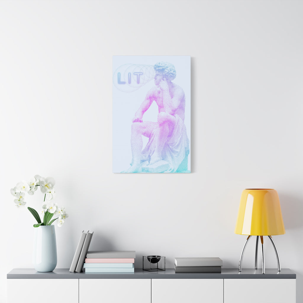 Lit Thinker Canvas Wall Art - Psychedelic Abstract Portrait Decor
