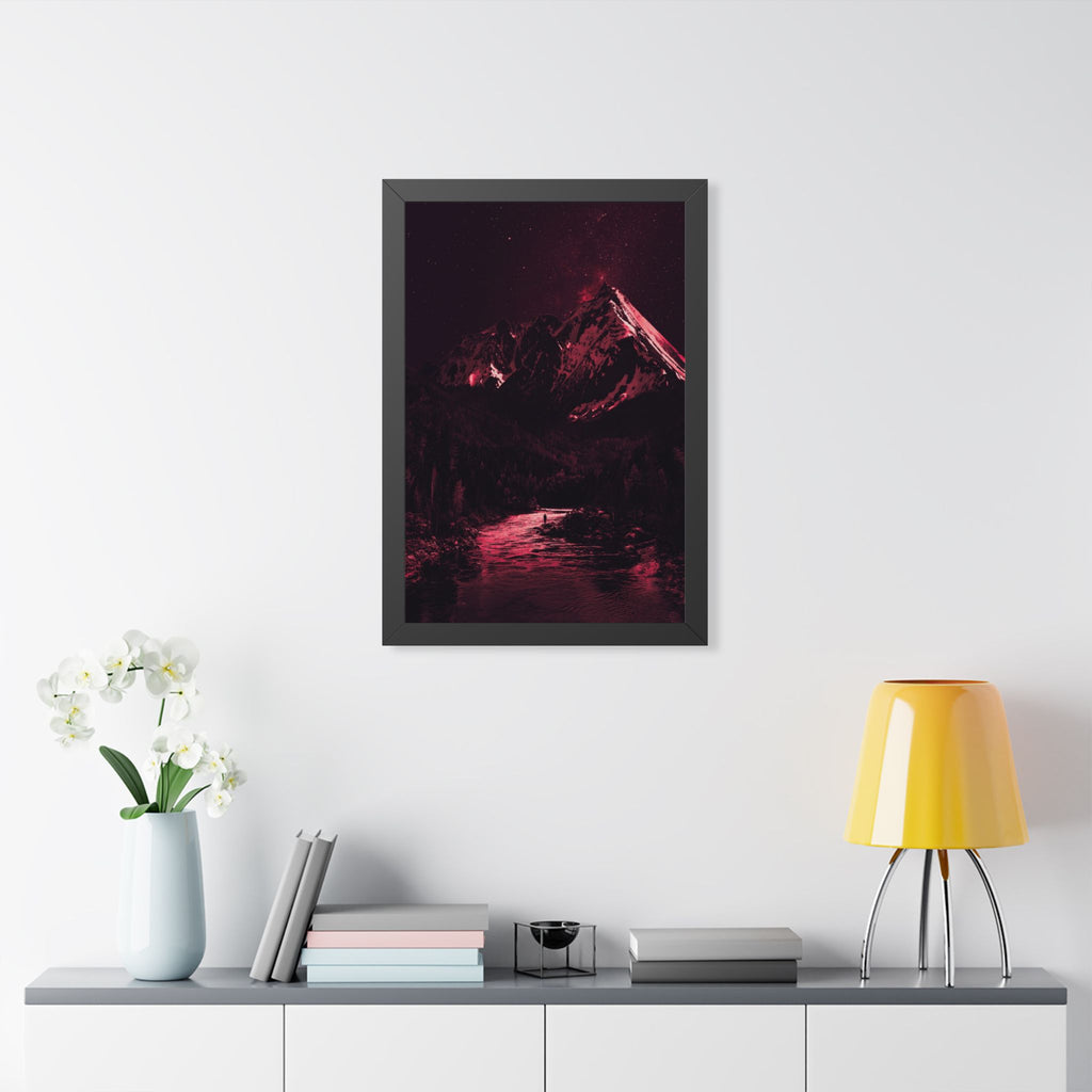 Red Mountain Lake Framed Poster - Nature Landscape Wall Art