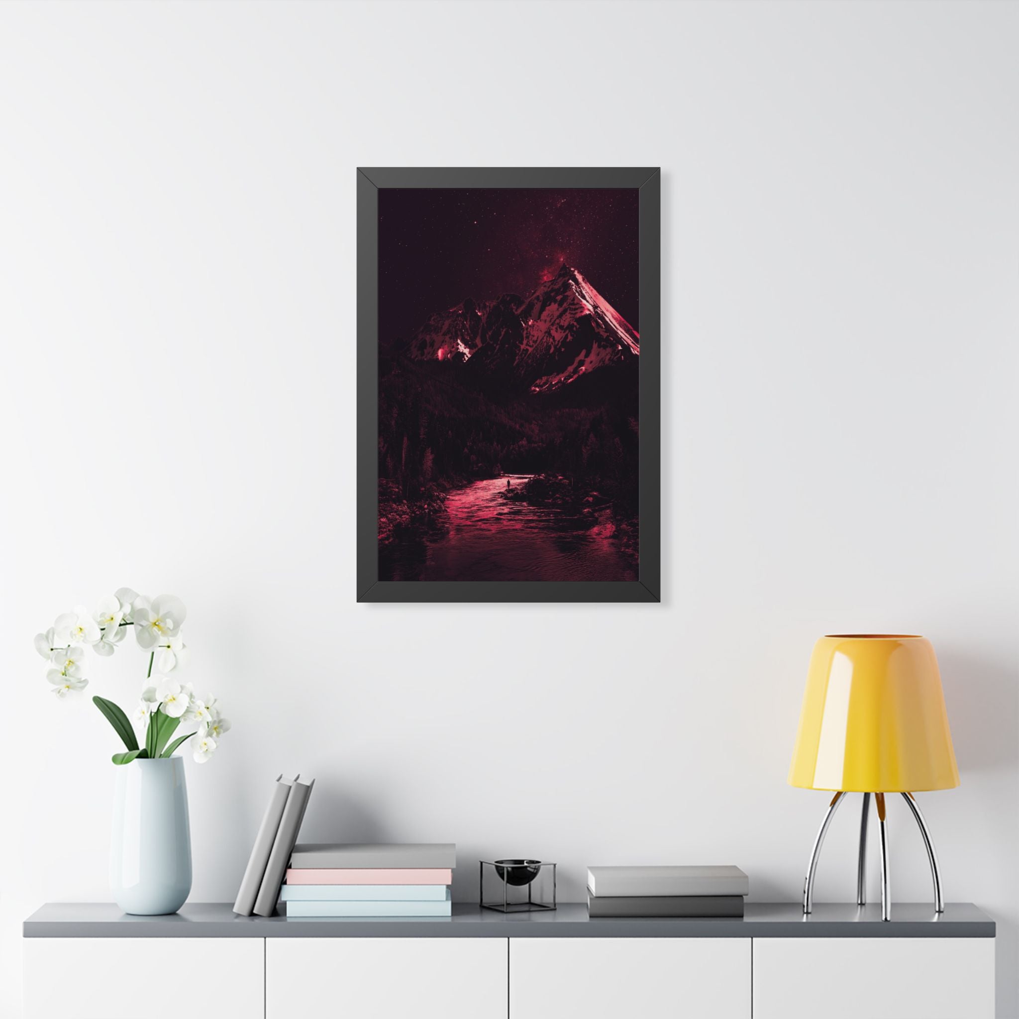 Red Mountain Lake Framed Poster - Nature Landscape Wall Art