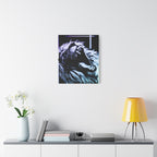 CRT Lion Retro Wave Canvas Art - 80s Vaporwave Neon Decor