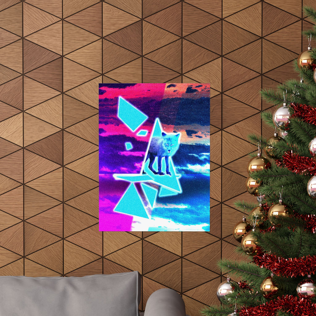 Blue Fox in Space Poster - Celestial Animal Art Print