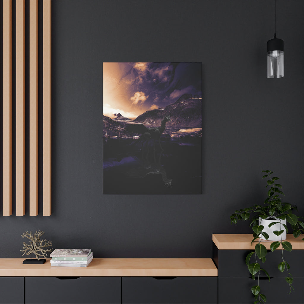 Baby Winged Dragon Canvas Wall Art - Fantasy Creature Decor