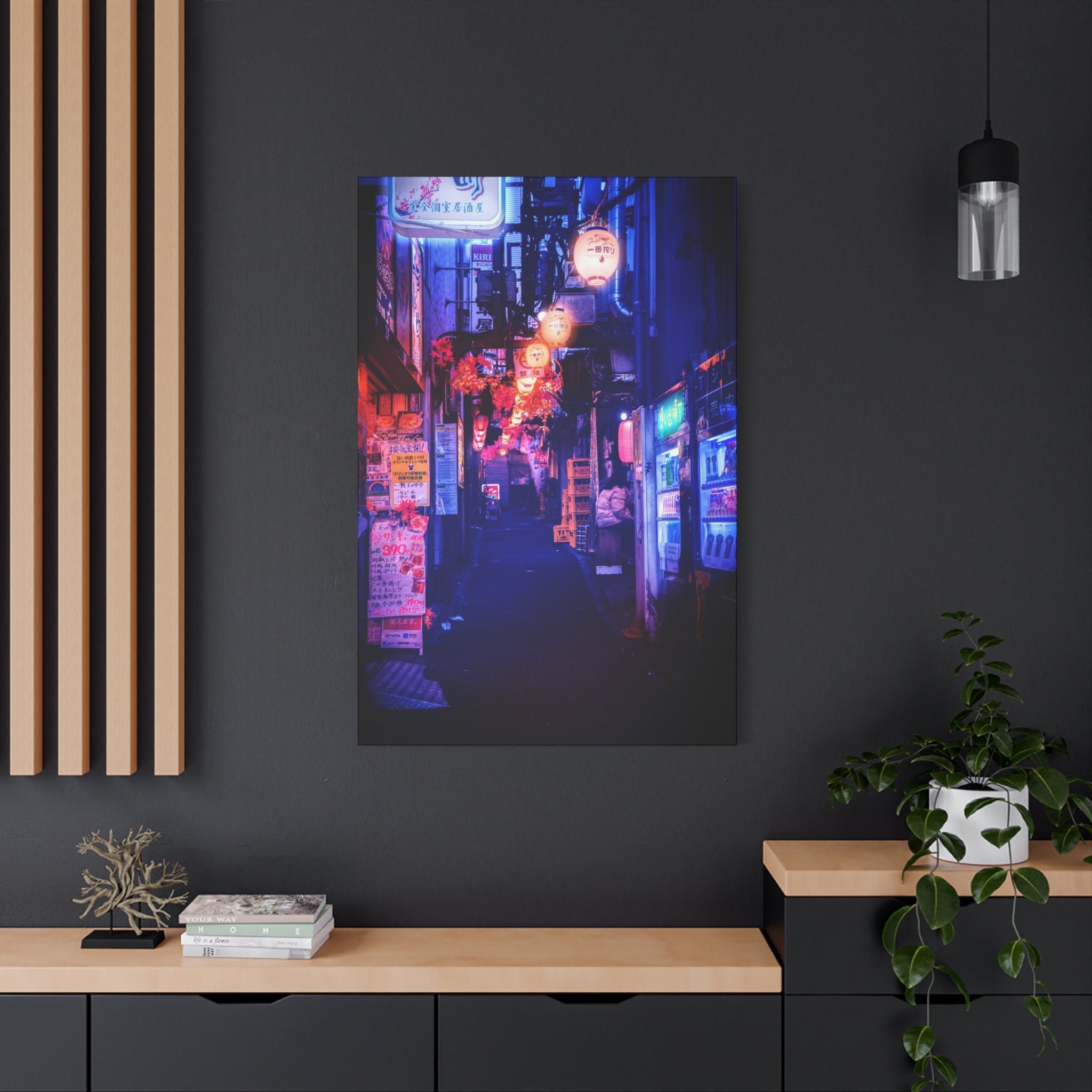 Japanese City Punk FX Canvas Wall Art - Cyberpunk Street Decor