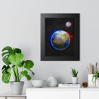 Earth Glitched Framed Poster - Digital Glitch Space Wall Art