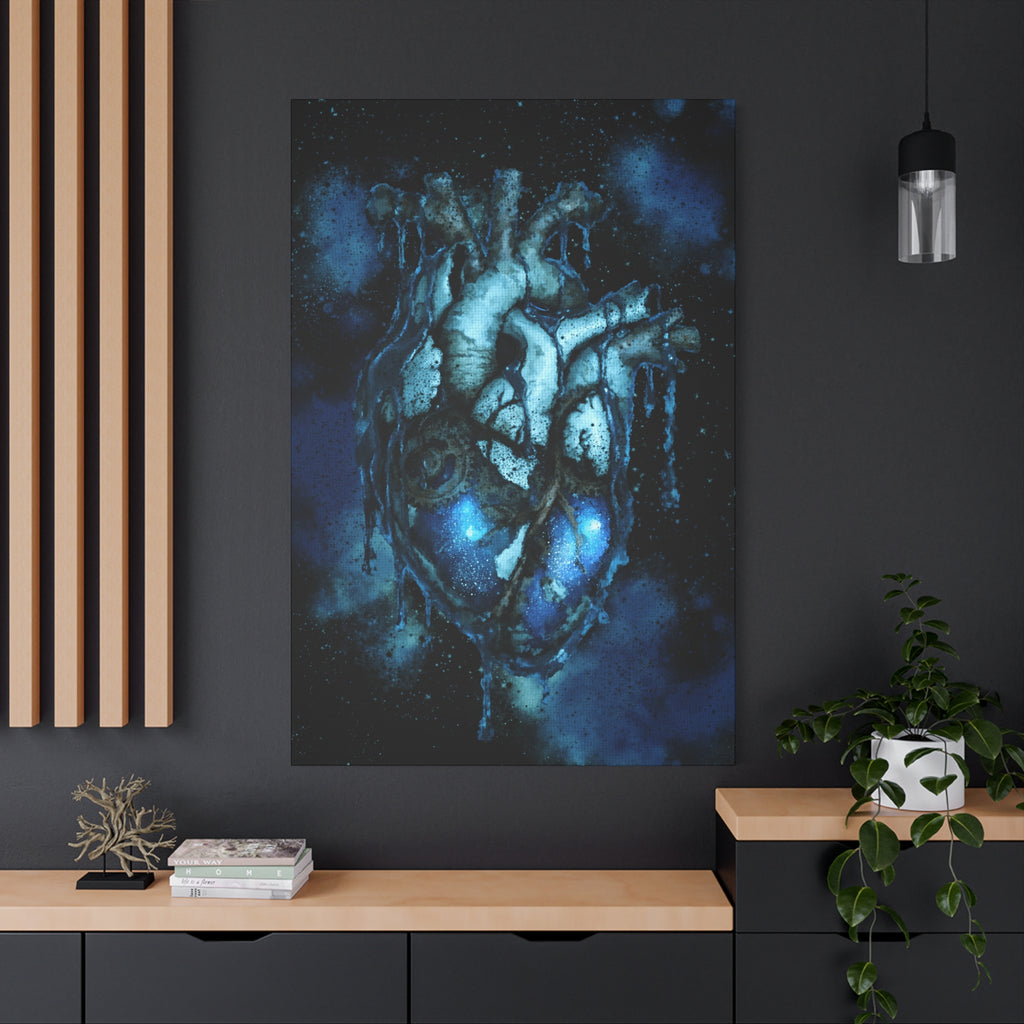 Galaxy Heart Canvas Wall Art - Cosmic Anatomical Space Love Decor