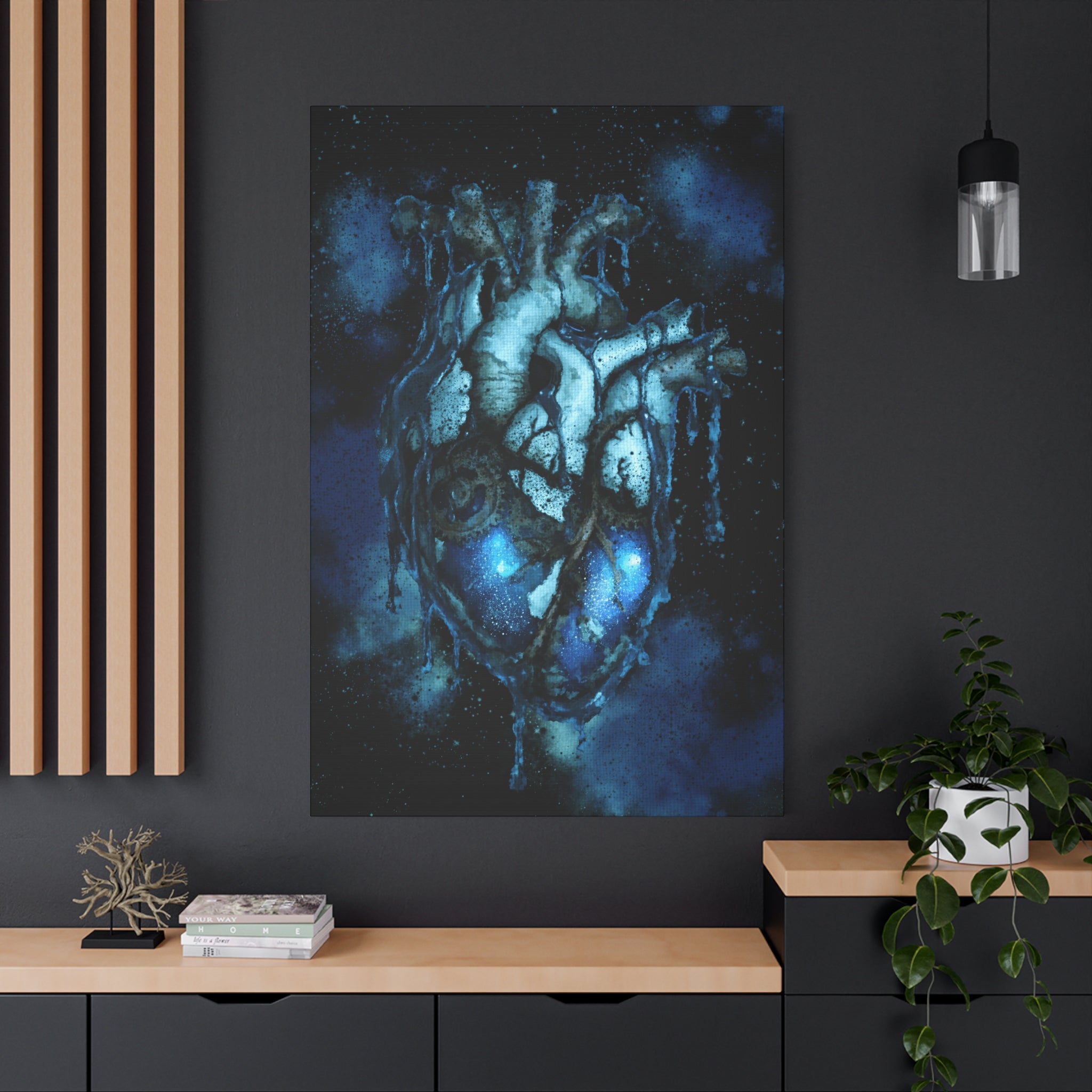 Galaxy Heart Canvas Wall Art - Cosmic Anatomical Space Love Decor
