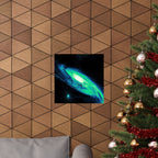 Vaporwave Green and Blue Spiral Galaxy Matte Poster Print