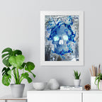 Blue Flame Skull Framed Poster - Gothic Fire Skull Wall Art
