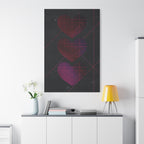 Three Hearts Level One Retro Gamer Canvas Art | Minimalist 8-Bit Pixel Love Wall Decor