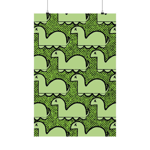 Dino Rampage Poster - Cartoon Dinosaur Pattern Art Print